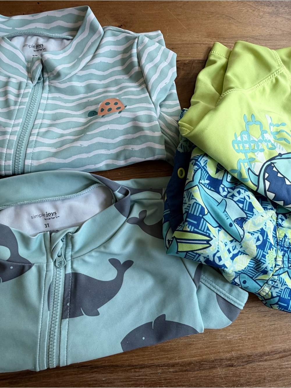 Carter's Kids One-Piece Swim Set in Mint, Light Green, Navy